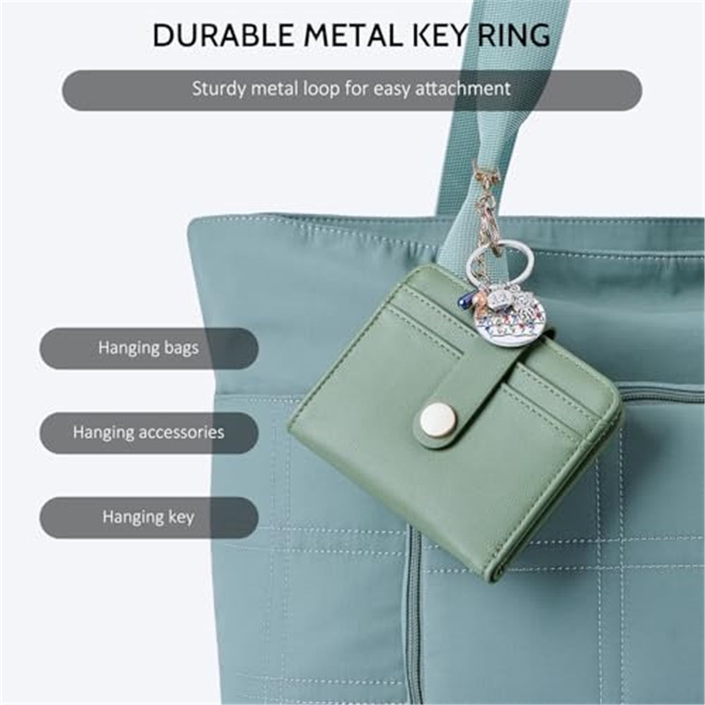 Slim Wallet for Women,Blocking Bifold Credit Card Holder with Zipper Coin Pocket,ID Window,Keychain（Green） - Image 5