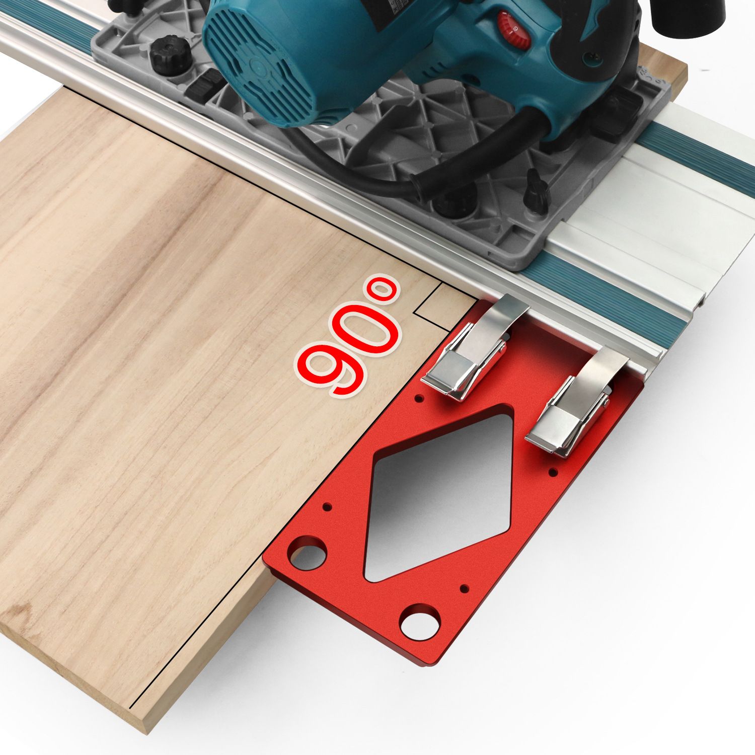 Track Saw Square Guide for Guide Rail, 90 Degree Right Angle Guide with Edge Support,Compact Circular Saw Accessory for Parallel Guide System - Image 2