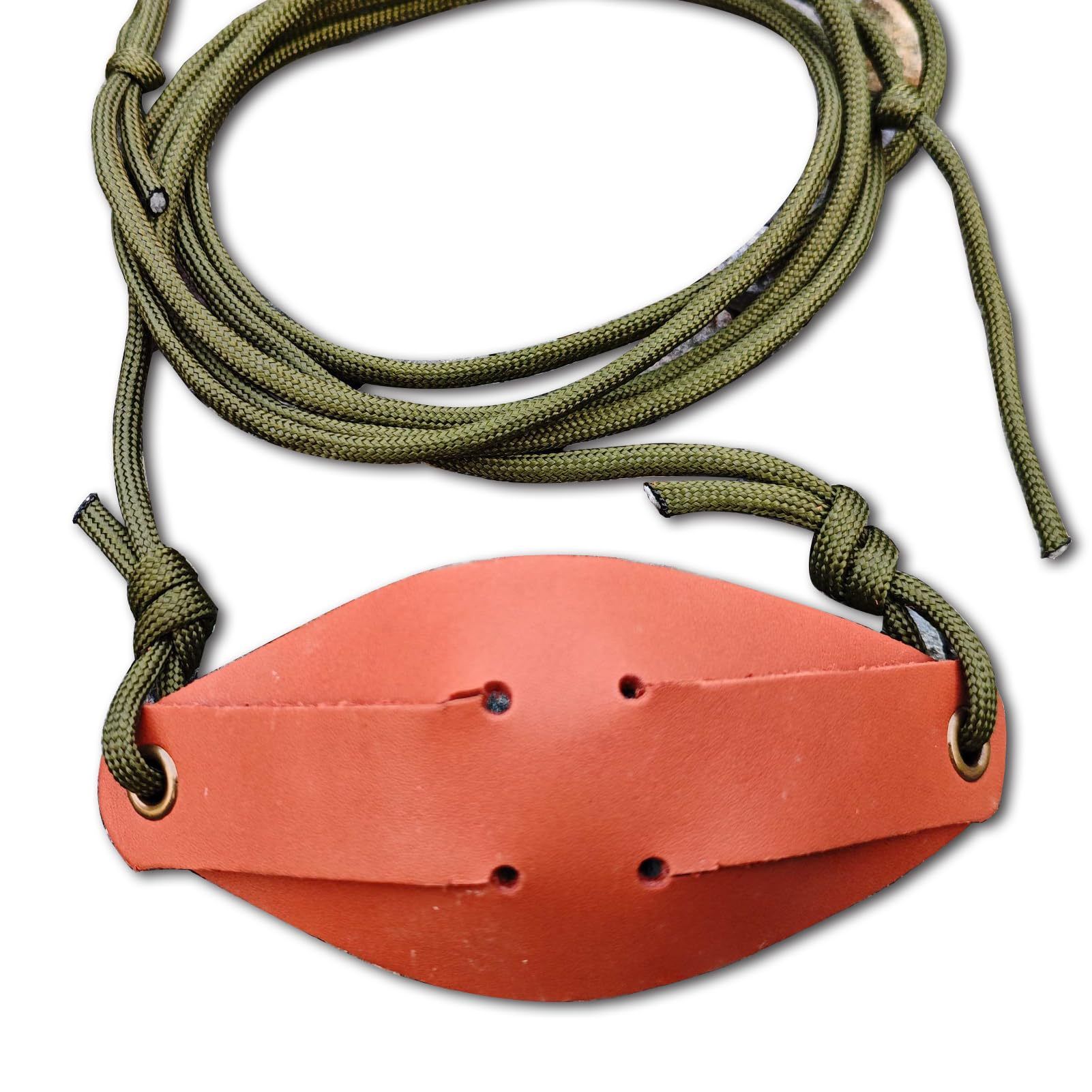 Leather Shepherd Sling Handmade Paracord Shepherds Sling Rock Thrower Old-Fashioned Slingshot（orange-red） - Image 1