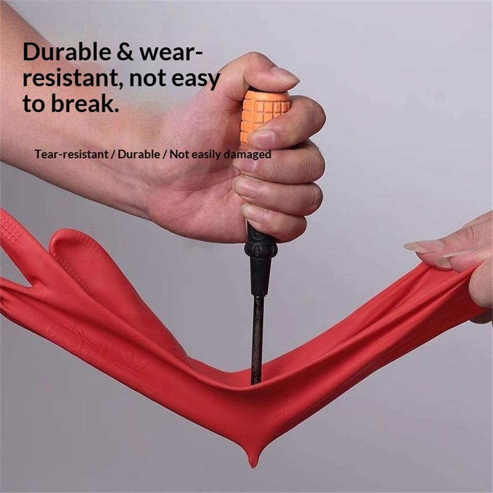 Rubber Dishwashing Cleaning Gloves (2-Pair) - Reusable, Waterproof with Extra-Long Cuff & Anti-Slip Design for Household & Kitchen Use - Large - Image 4