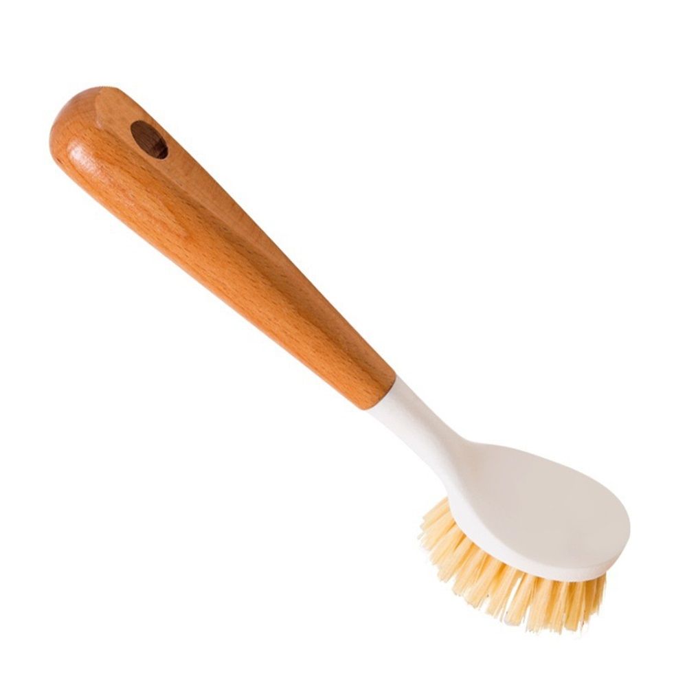 2 pack Wooden Dish Brush, Dish Brushes with Handle, Wooden Handle Soft Scrubber Kitchen Brush for Dishes and Vegetables - Image 1
