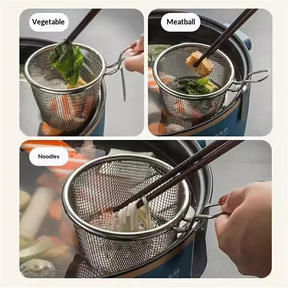 2 Pcs Stainless Steel Basket, Mesh Spider Food Dumpling Noodle Strainer, Fine Mesh Strainer with Handle, Food Strainers - Image 3