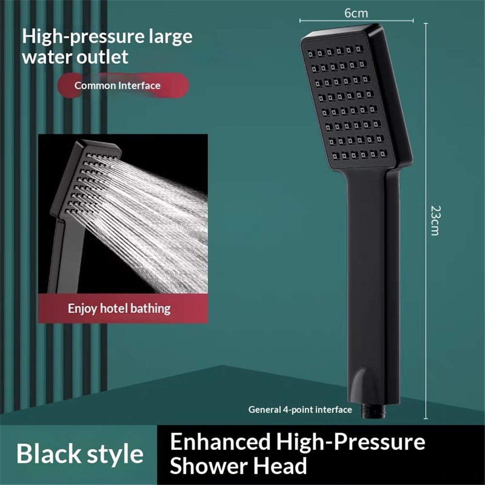 Square Handheld Shower Head - Spray,Phantom Night Black,  Grip for Low Pressure Bathrooms, 6-Layer Filter (Head Only) - Image 2