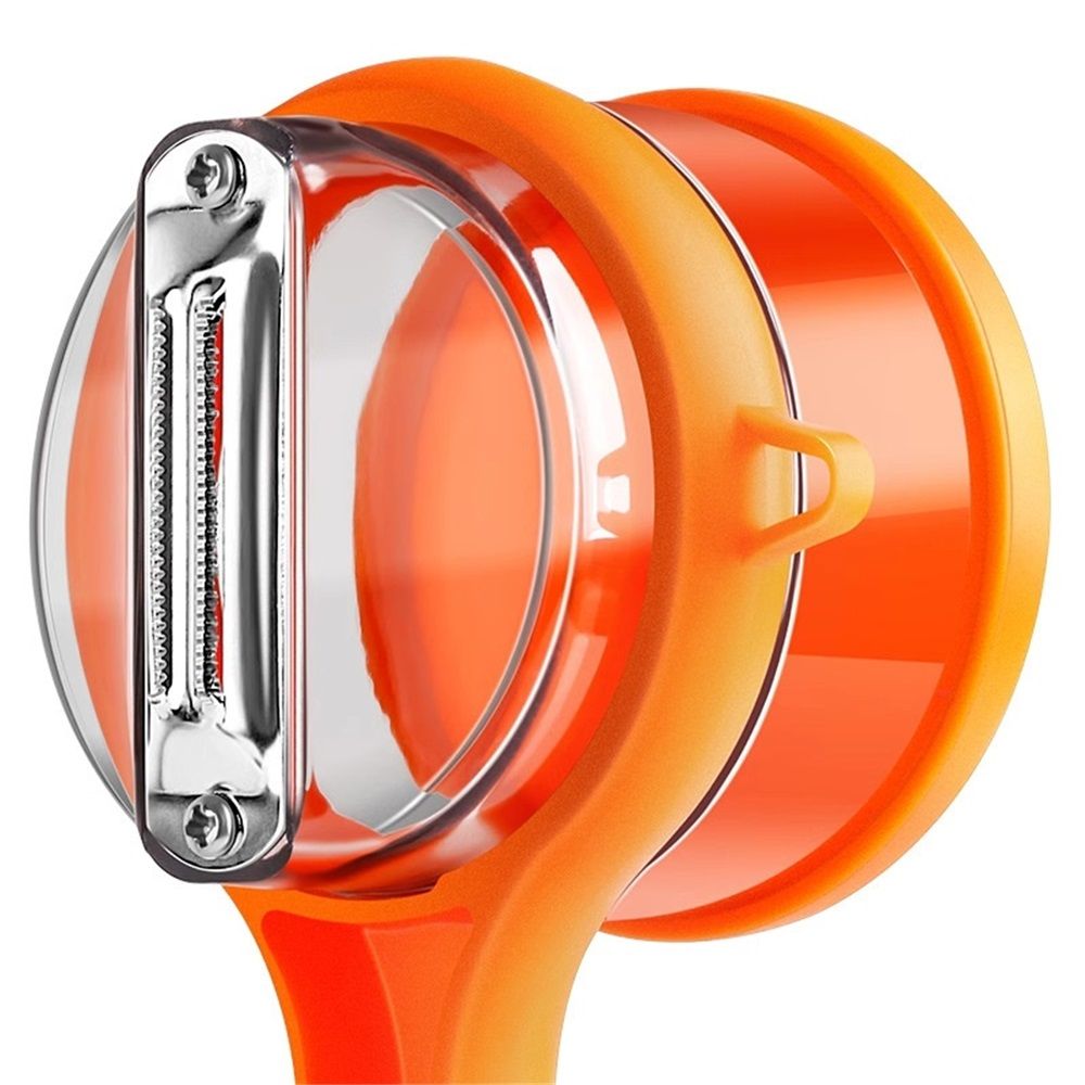 2 pack Kitchen Special Fruit Peeler with Box Storage, New Sided Stainless Steel Multi-Function Peelers, Upgrade Vegetable Peeler with Catcher Peeler with Storage Bucket (Orange) - Image 1