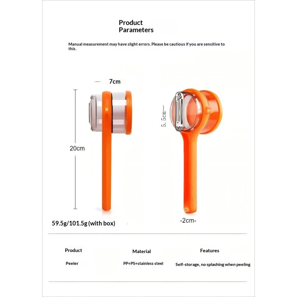 2 pack Kitchen Special Fruit Peeler with Box Storage, New Sided Stainless Steel Multi-Function Peelers, Upgrade Vegetable Peeler with Catcher Peeler with Storage Bucket (Orange) - Image 4