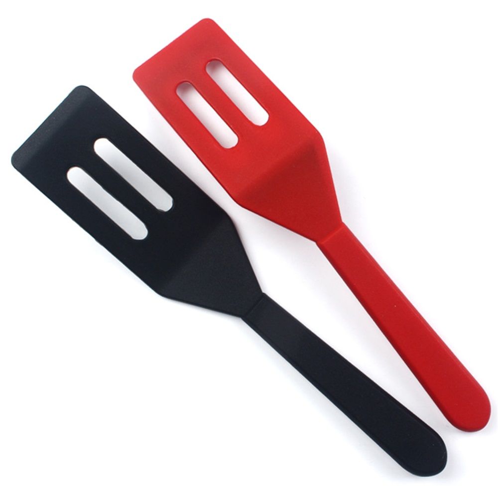2 pack Baking Mini Serving Spatula, 20.3cmX4.2cm, Heat-Resistant Flexible Nonstick Silicone, Red and black - Image 1