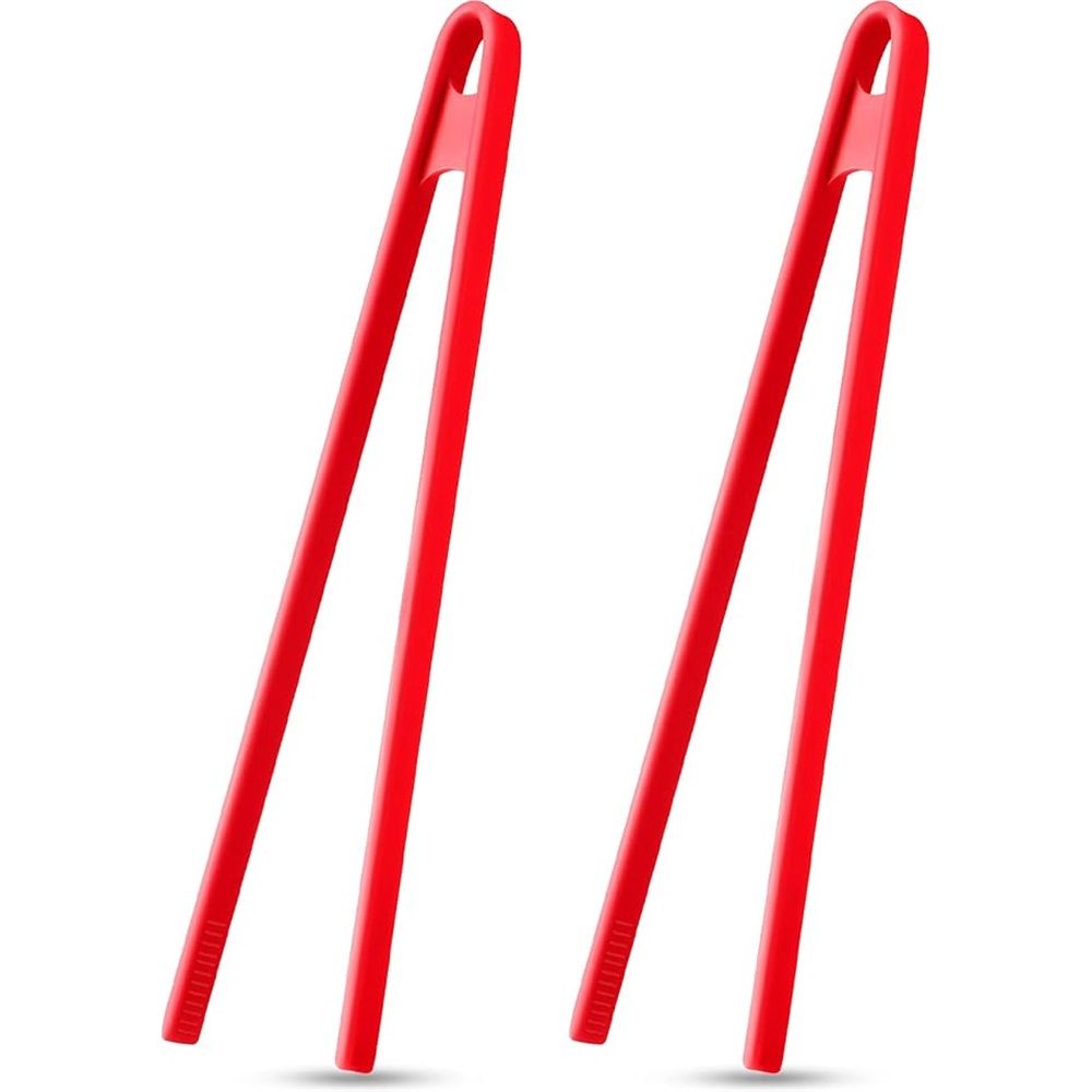4 Pcs 11.6 Inch Silicone Tongs for Cooking Silicone Tweezer Toaster Tongs Long Heat Resistant Kitchen Grilling Serving Utensils for Food BBQ, Pan Fried Steak, Salad(Red) - Image 1