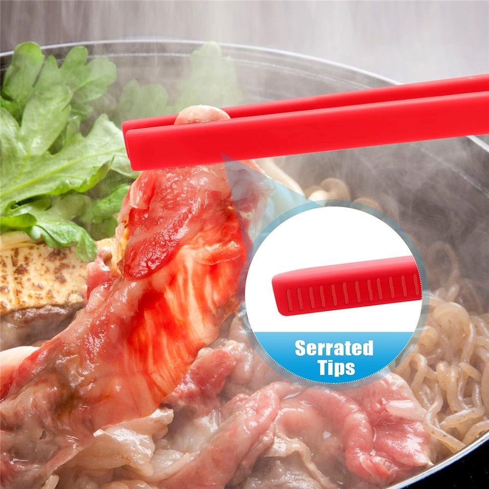 4 Pcs 11.6 Inch Silicone Tongs for Cooking Silicone Tweezer Toaster Tongs Long Heat Resistant Kitchen Grilling Serving Utensils for Food BBQ, Pan Fried Steak, Salad(Red) - Image 4