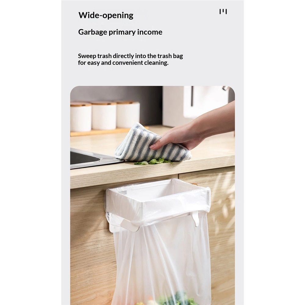 2 pack Foldable Trash Bag Holder, Hanging Waste Garbage Can Rack Closure Waste Bag Hanger Racks with Fixing Snap for Kitchen Cabinets Doors - Image 5