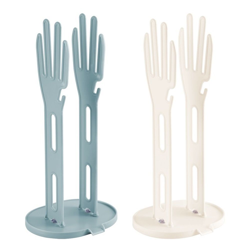 2 Pieces Kitchen Glove Holder Glove Drying Rack Dryer Plastic Mitten Rubber Rack Sink Stand Towel Hanger Reusable Towel Storage Holders for Sponge Food Bag Organizer, white + blue - Image 1