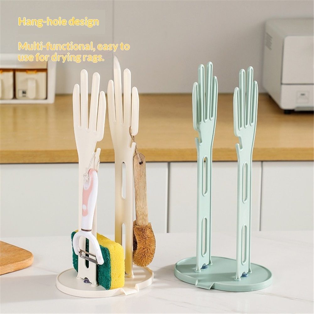 2 Pieces Kitchen Glove Holder Glove Drying Rack Dryer Plastic Mitten Rubber Rack Sink Stand Towel Hanger Reusable Towel Storage Holders for Sponge Food Bag Organizer, white + blue - Image 2
