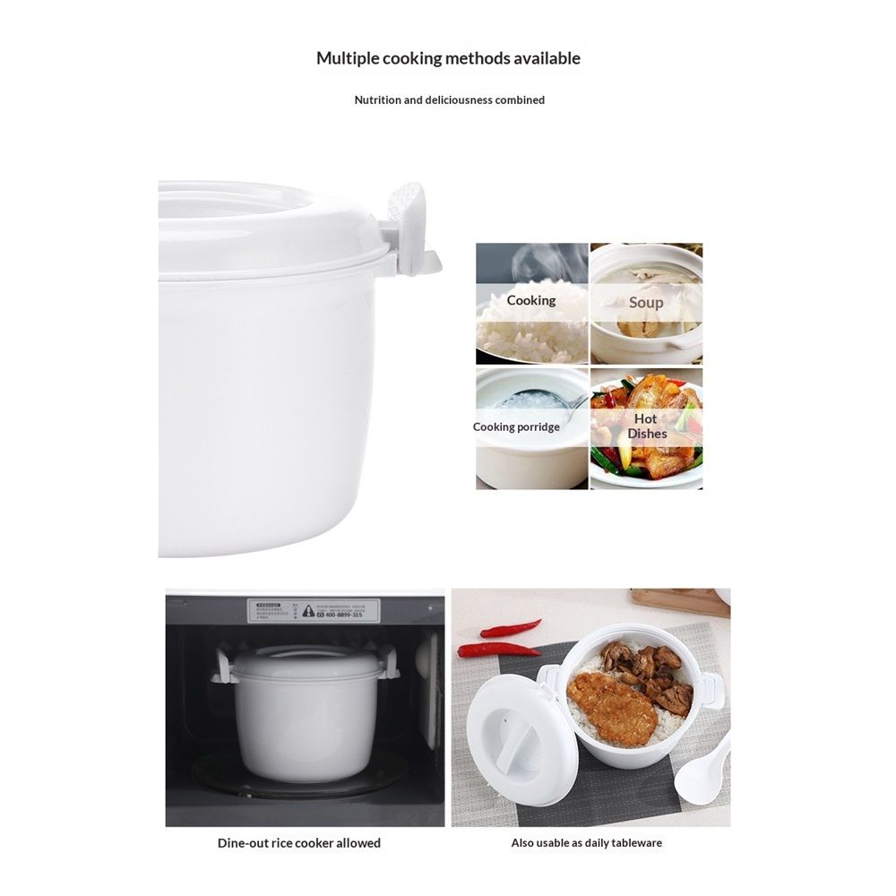 Microwave Rice Cooker - Non-Stick Microwave Steamer, 1.8L Container Perfect for Small Kitchens, Dorms, Singles & Quick Meals (1.8L) - Image 4