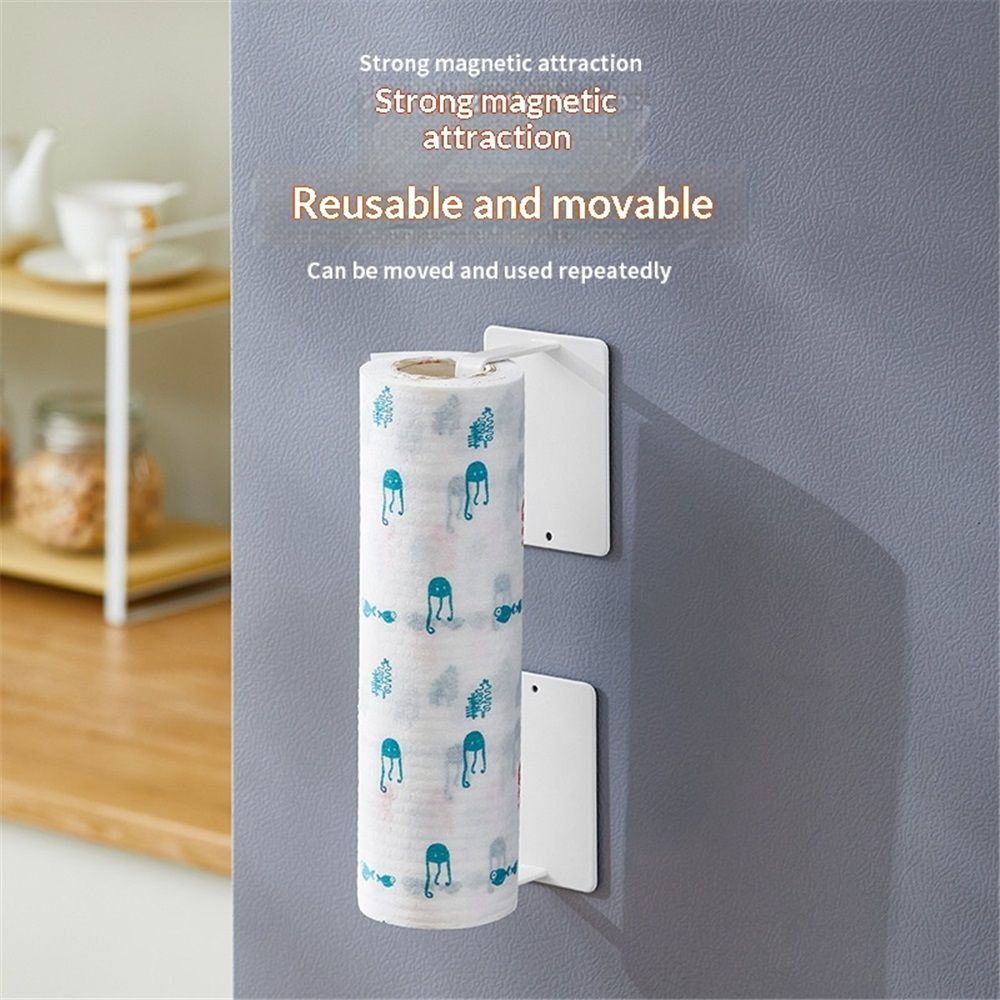 Magnetic Holding Type Kitchen Paper Holder, White, Approx. W 3.9 x D 3.9 x H 3.9 inches (10 x 7.5 x 10 cm) (Per One), Plate, Large Type Compatible - Image 4