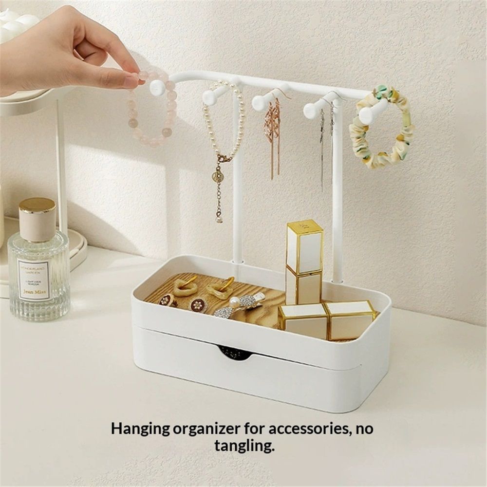 Jewelry Holder Organizer, Jewelry Display Stand with Holder and Plastic Tray, white Double-Layer （only box） - Image 3