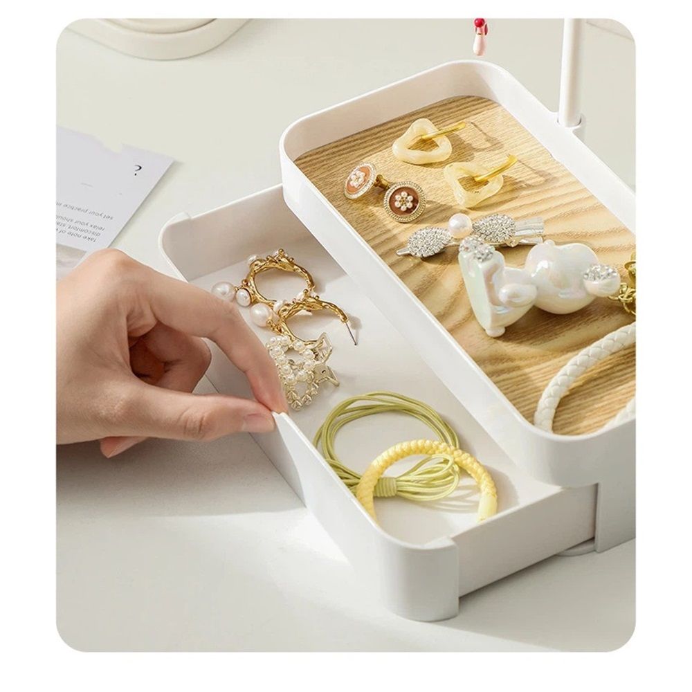 Jewelry Holder Organizer, Jewelry Display Stand with Holder and Plastic Tray, white Double-Layer （only box） - Image 4