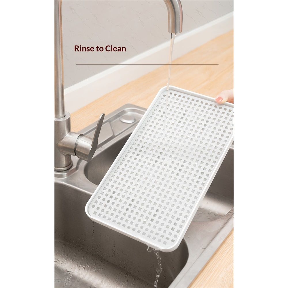 2-Tier Drain Tray for Kitchen Counter, Detachable Plastic Dish Drainer Drying Rack, Multi-Functional Tea/Fruit/Vegetable Drain Board Caddy - Image 3