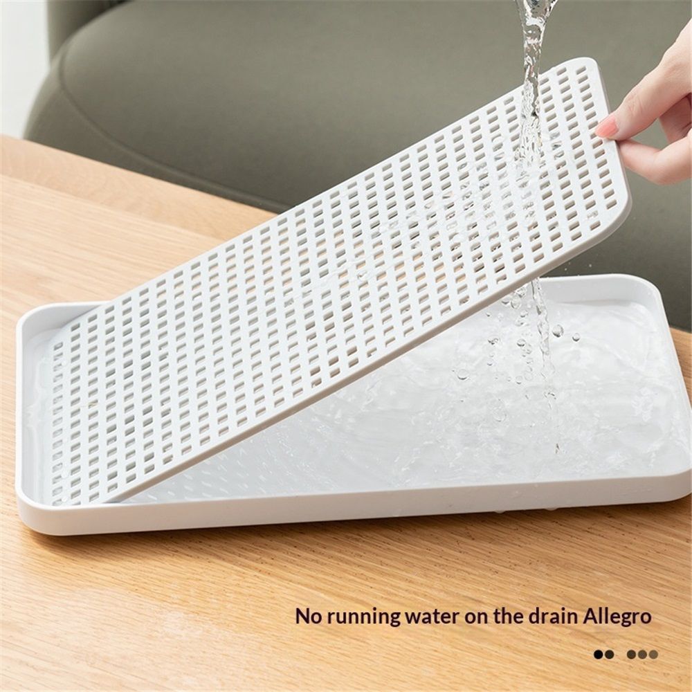 2-Tier Drain Tray for Kitchen Counter, Detachable Plastic Dish Drainer Drying Rack, Multi-Functional Tea/Fruit/Vegetable Drain Board Caddy - Image 4