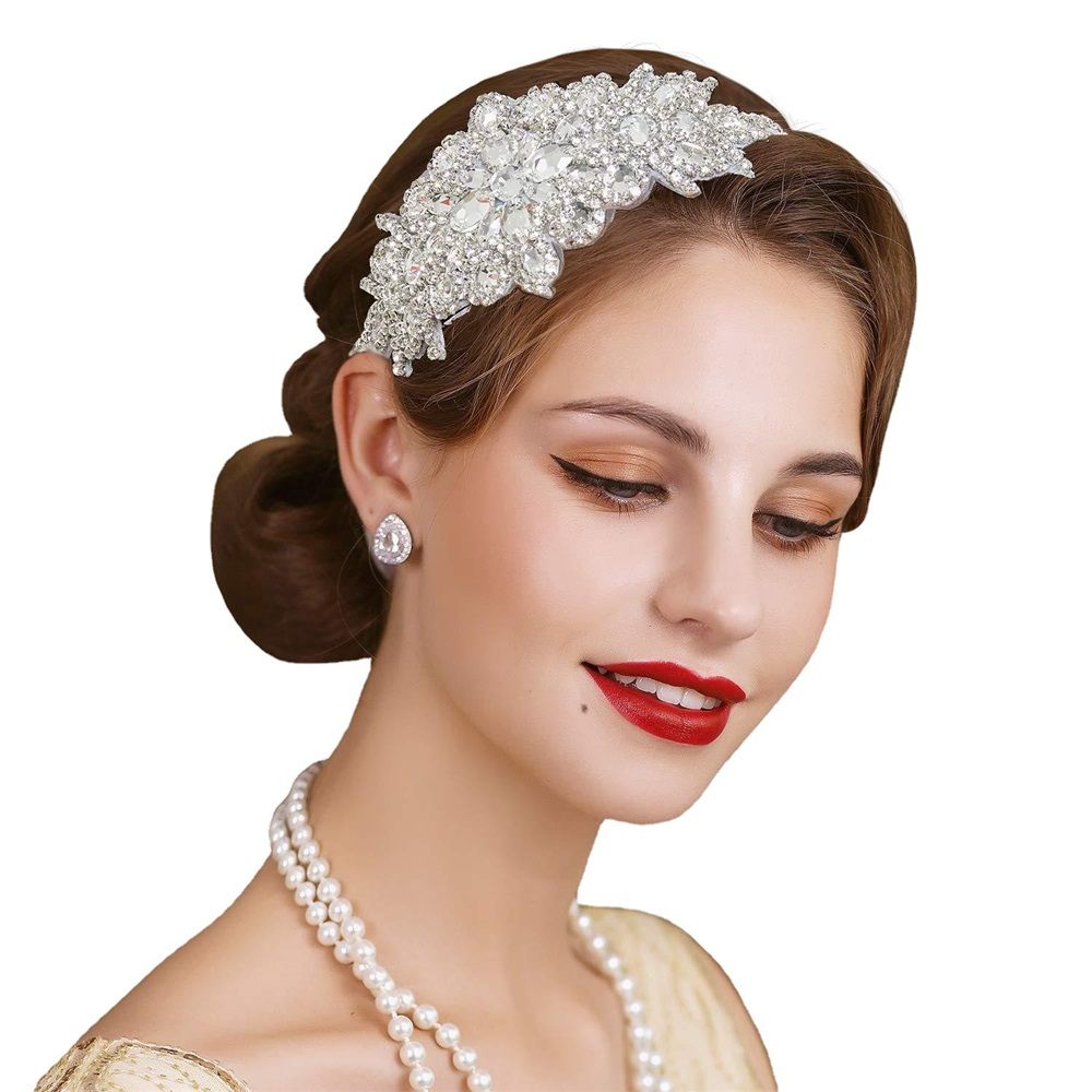 Rhinestone Flapper Headband-Elastic Headpiece, Great Hair Accessories for Women, Handmade crystal bead elastic headband - Image 3