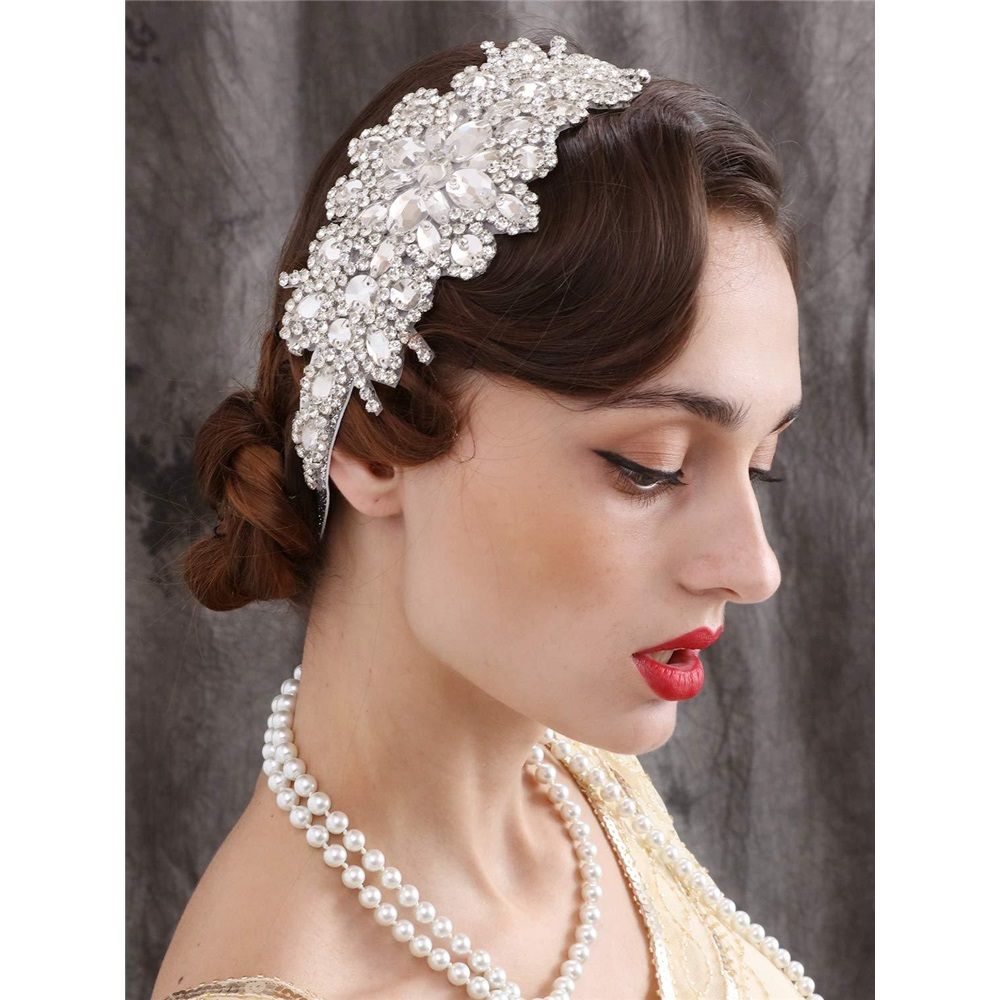 Rhinestone Flapper Headband-Elastic Headpiece, Great Hair Accessories for Women, Handmade crystal bead elastic headband - Image 4
