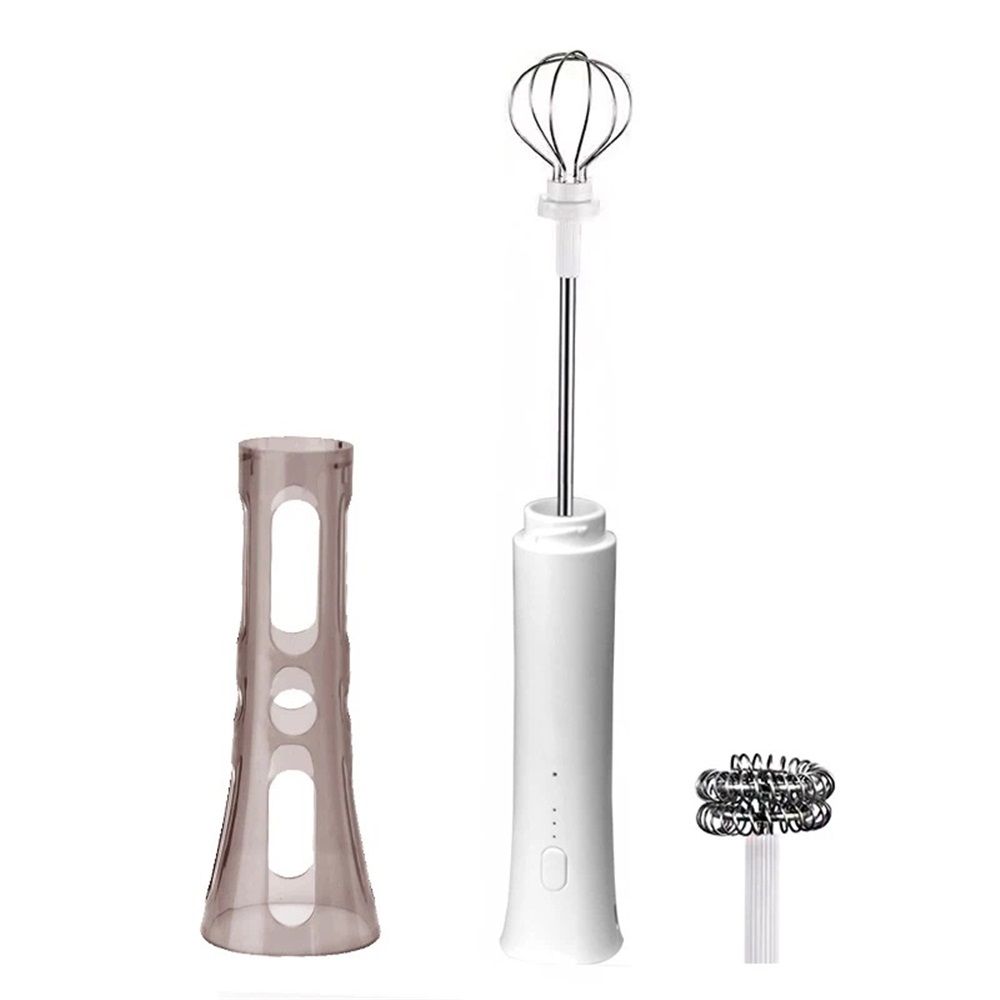Milk Frother Wand for Coffee, Silent Coffee Foamer Drink Mixer,Handheld Frother Rechargeable Electric Whisk for Latte, Cappuccino, Hot Chocolate, Egg(Home and Travel Set White) - Image 1