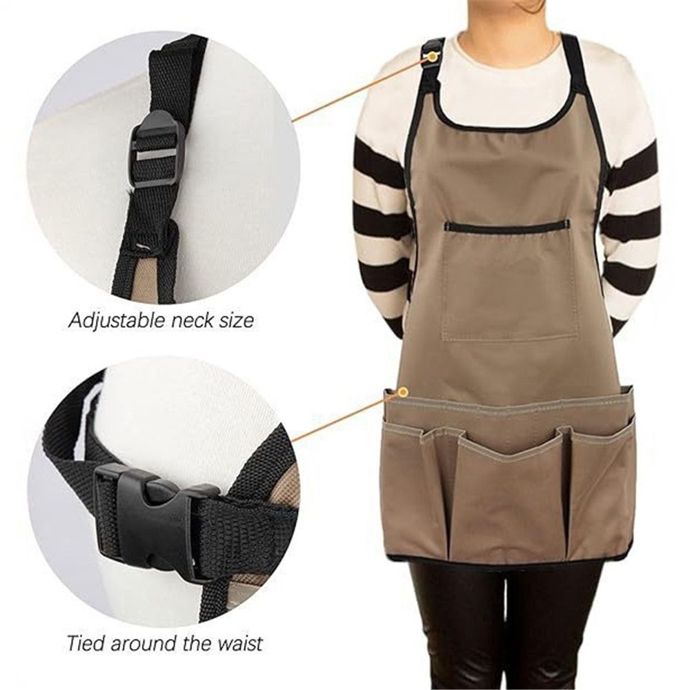 Compact Waterproof Gardening Apron - Tool Organizer for Gardeners, Woodworking & Outdoor Work（ khaki ） - Image 2