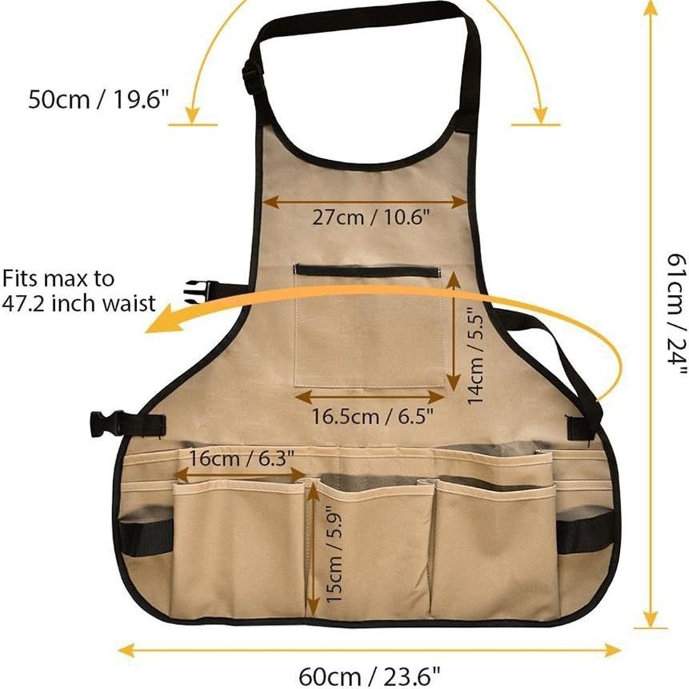 Compact Waterproof Gardening Apron - Tool Organizer for Gardeners, Woodworking & Outdoor Work（ khaki ） - Image 3