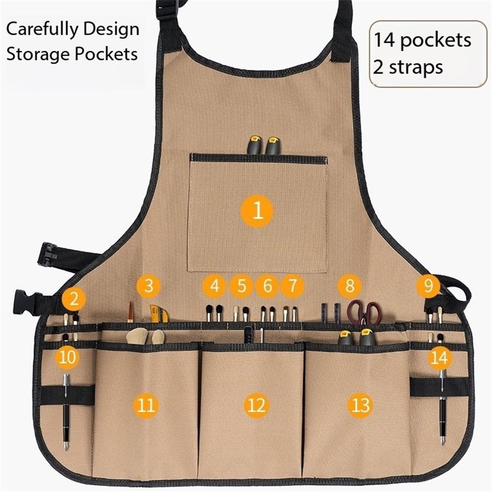 Compact Waterproof Gardening Apron - Tool Organizer for Gardeners, Woodworking & Outdoor Work（ khaki ） - Image 4