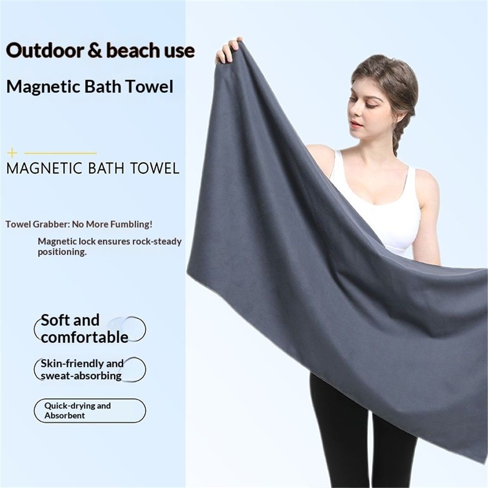 Magnetic Beach Towel Oversized Quick-Dry Microfiber Towel with Magnetic Closure, Super Absorbent & Sand-Resistant for Beach, Pool, Travel, Gym & Camping 75
