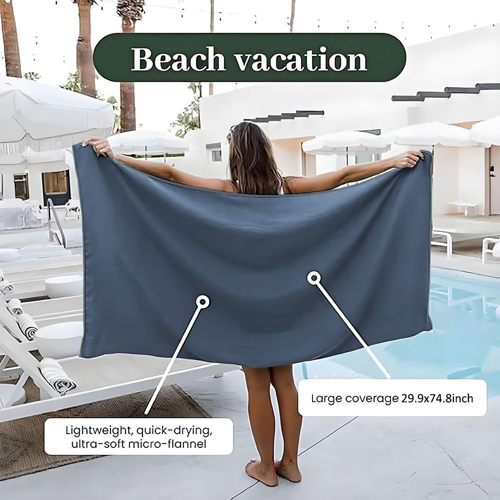 Magnetic Beach Towel Oversized Quick-Dry Microfiber Towel with Magnetic Closure, Super Absorbent & Sand-Resistant for Beach, Pool, Travel, Gym & Camping 75