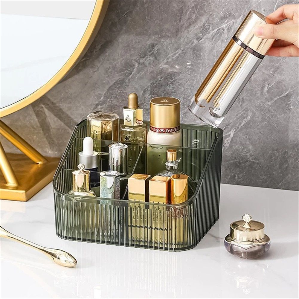 Makeup Organizer Cosmetics Storage Box, Large Capacity Make Up Brush Holder Organizer Vanity Accessories, Bathroom Countertops, Desk Storage Container, Cosmetic Display cases(Green,only box) - Image 3