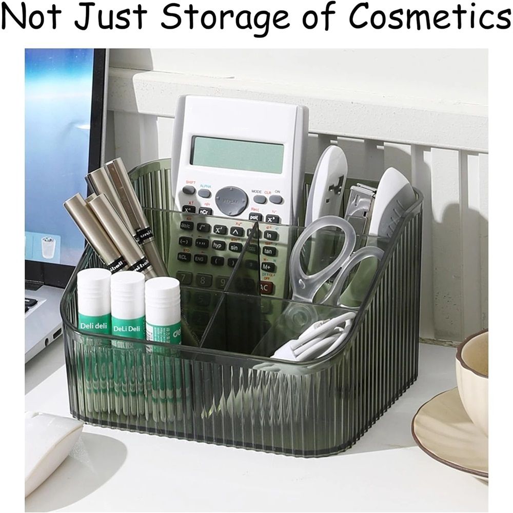 Makeup Organizer Cosmetics Storage Box, Large Capacity Make Up Brush Holder Organizer Vanity Accessories, Bathroom Countertops, Desk Storage Container, Cosmetic Display cases(Green,only box) - Image 4