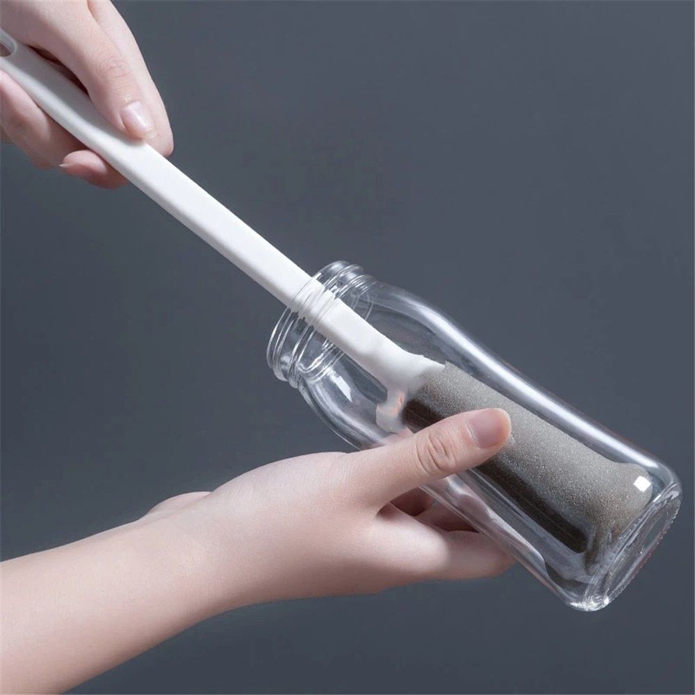 2 pack Long Handle Cleaning Sponge Cup Brush Multifunctional Household Cleaning Brush - Suitable for Cups, Bottles, Glassware（white） - Image 2