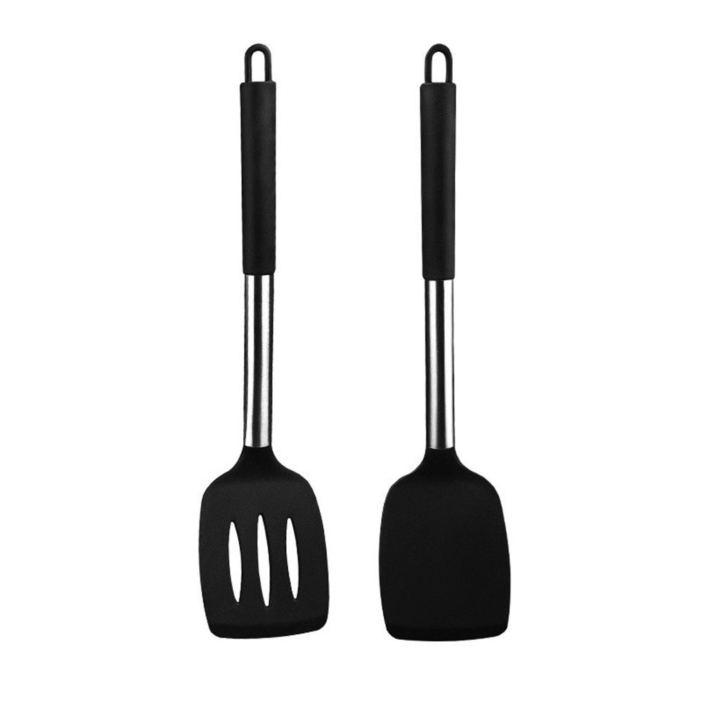 Pack of 2 Silicone Solid Non Stick Slotted Kitchen Spatulas, High Heat Resistant BPA Free Cooking Utensils, Ideal Cookware for Fish, Eggs, Pancakes(gray) - Image 1