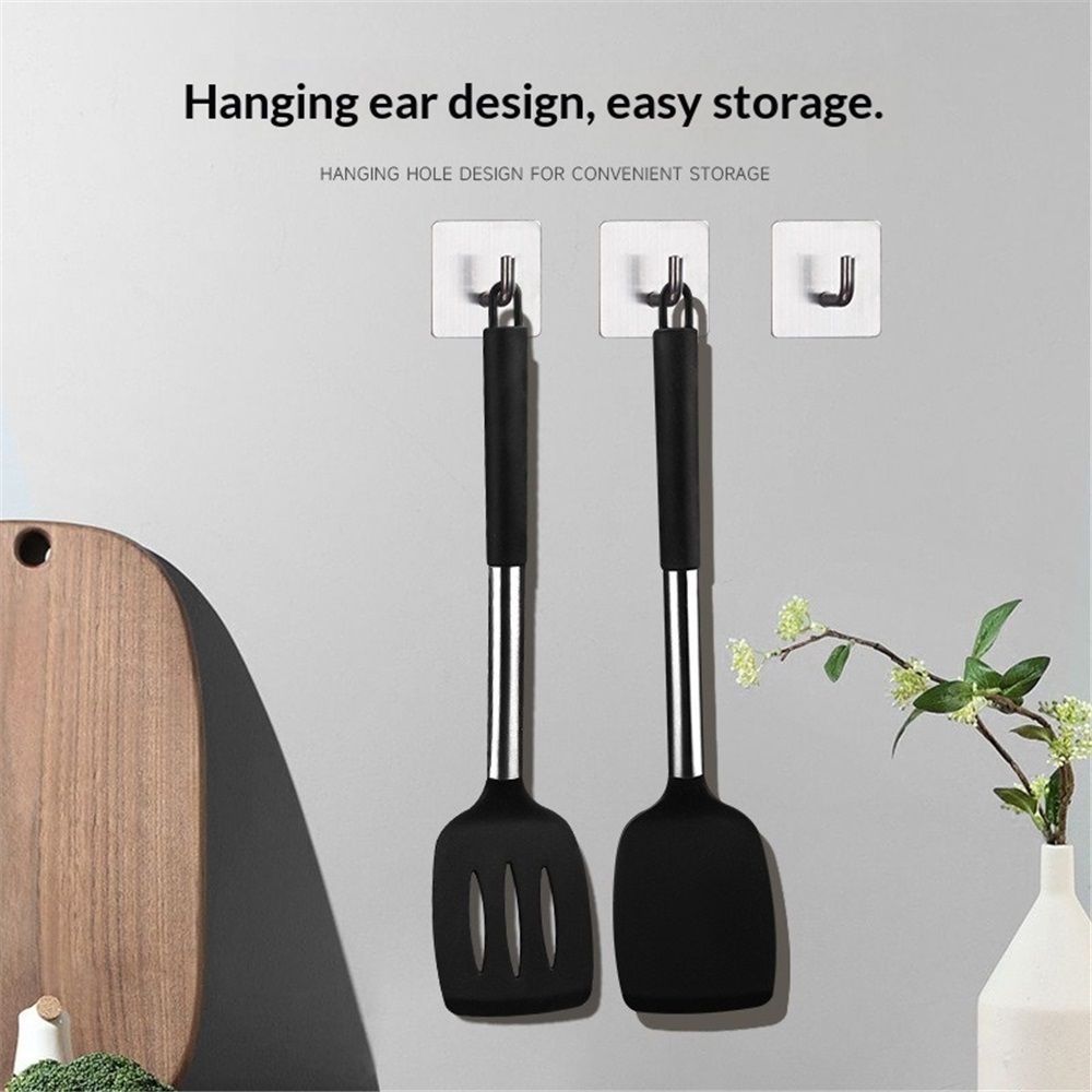 Pack of 2 Silicone Solid Non Stick Slotted Kitchen Spatulas, High Heat Resistant BPA Free Cooking Utensils, Ideal Cookware for Fish, Eggs, Pancakes(gray) - Image 3