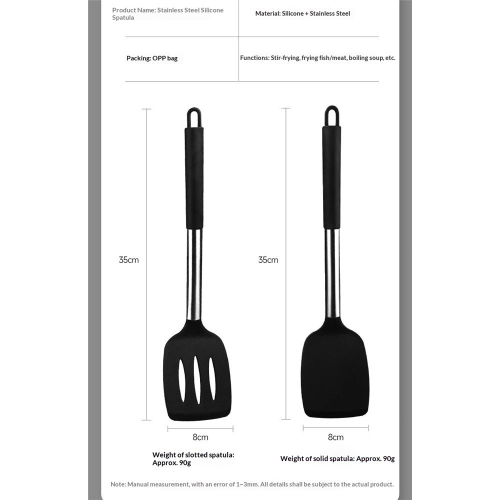 Pack of 2 Silicone Solid Non Stick Slotted Kitchen Spatulas, High Heat Resistant BPA Free Cooking Utensils, Ideal Cookware for Fish, Eggs, Pancakes(gray) - Image 4