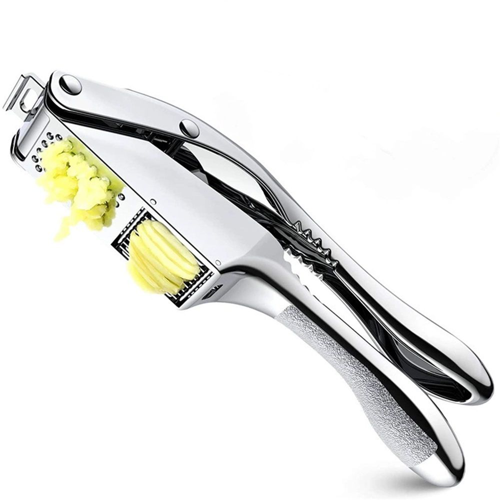 Garlic press and slicer 2 in 1,Effortlessly Crush, Slice, and Mince Garlic,with this Versatile Kitchen Tool - Perfect for Home Cooks and Professional Chefs Alike. (Silvery) - Image 1