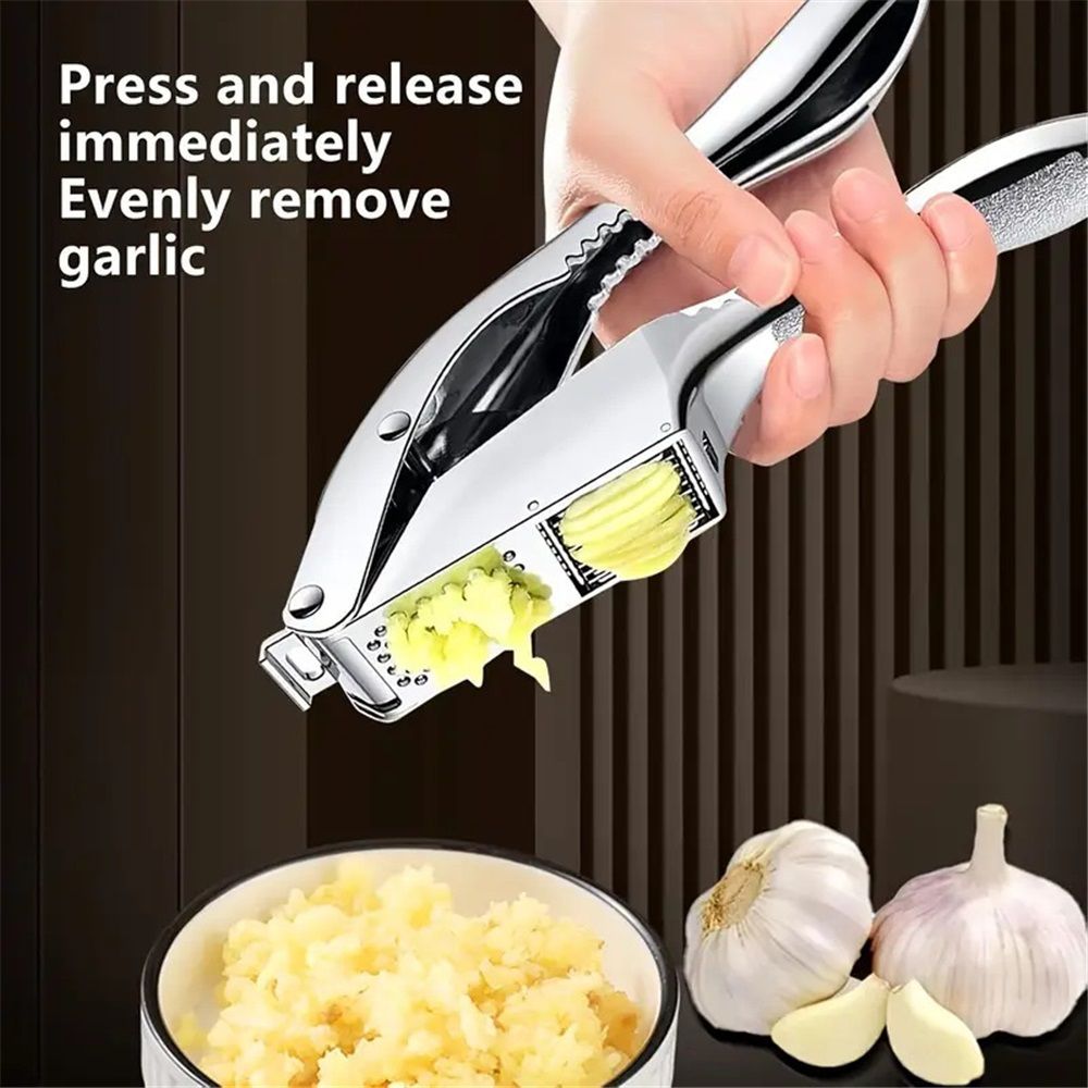 Garlic press and slicer 2 in 1,Effortlessly Crush, Slice, and Mince Garlic,with this Versatile Kitchen Tool - Perfect for Home Cooks and Professional Chefs Alike. (Silvery) - Image 4