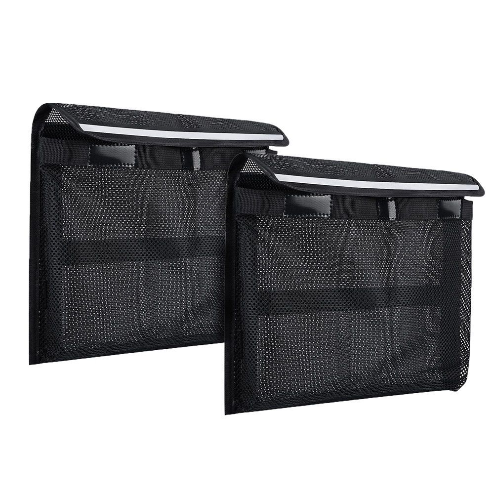 2 pack Heavy Duty Adhesive Mount Closable Boat Storage Bag, Mesh Organizer with Reflective Strips & Hook-and-Loop Fastener for Boat Gear, Fishing Tackle, Home Use(25*34cm) - Image 1