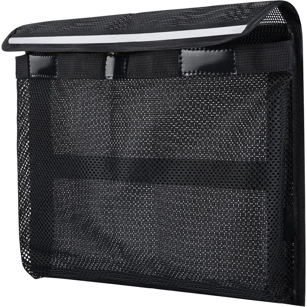 2 pack Heavy Duty Adhesive Mount Closable Boat Storage Bag, Mesh Organizer with Reflective Strips & Hook-and-Loop Fastener for Boat Gear, Fishing Tackle, Home Use(25*34cm) - Image 2
