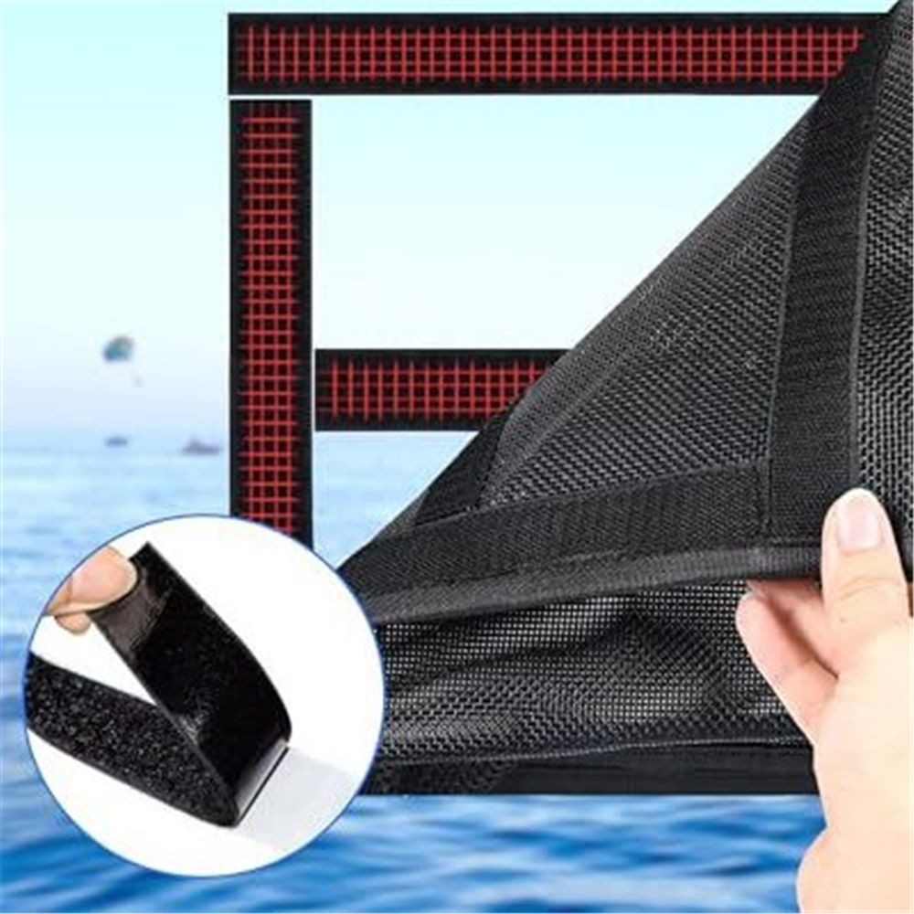 2 pack Heavy Duty Adhesive Mount Closable Boat Storage Bag, Mesh Organizer with Reflective Strips & Hook-and-Loop Fastener for Boat Gear, Fishing Tackle, Home Use(25*34cm) - Image 4