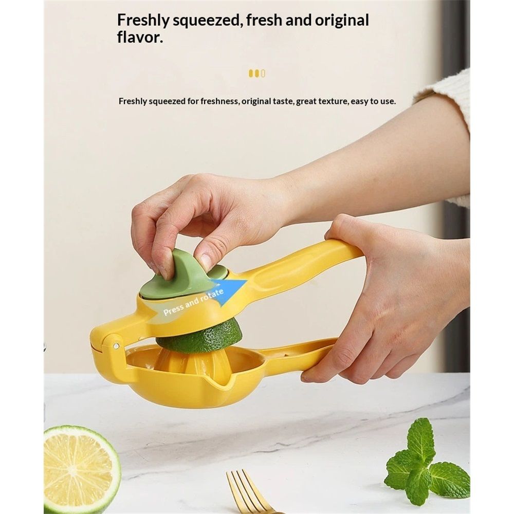 Dual-action Citrus Press, Citrus Juice Press Squeezer for Lemons and Limes with Seed Catcher and Pour Spout, Yellow - Image 3