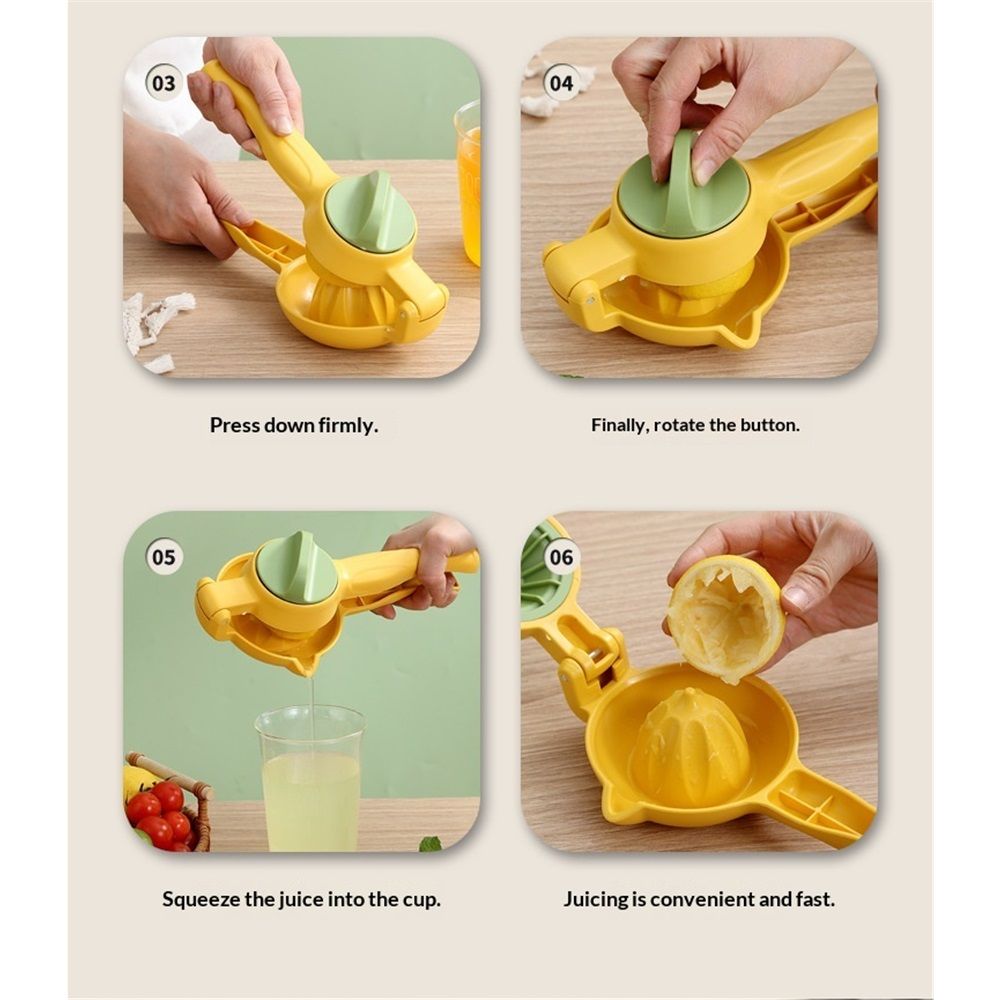 Dual-action Citrus Press, Citrus Juice Press Squeezer for Lemons and Limes with Seed Catcher and Pour Spout, Yellow - Image 5
