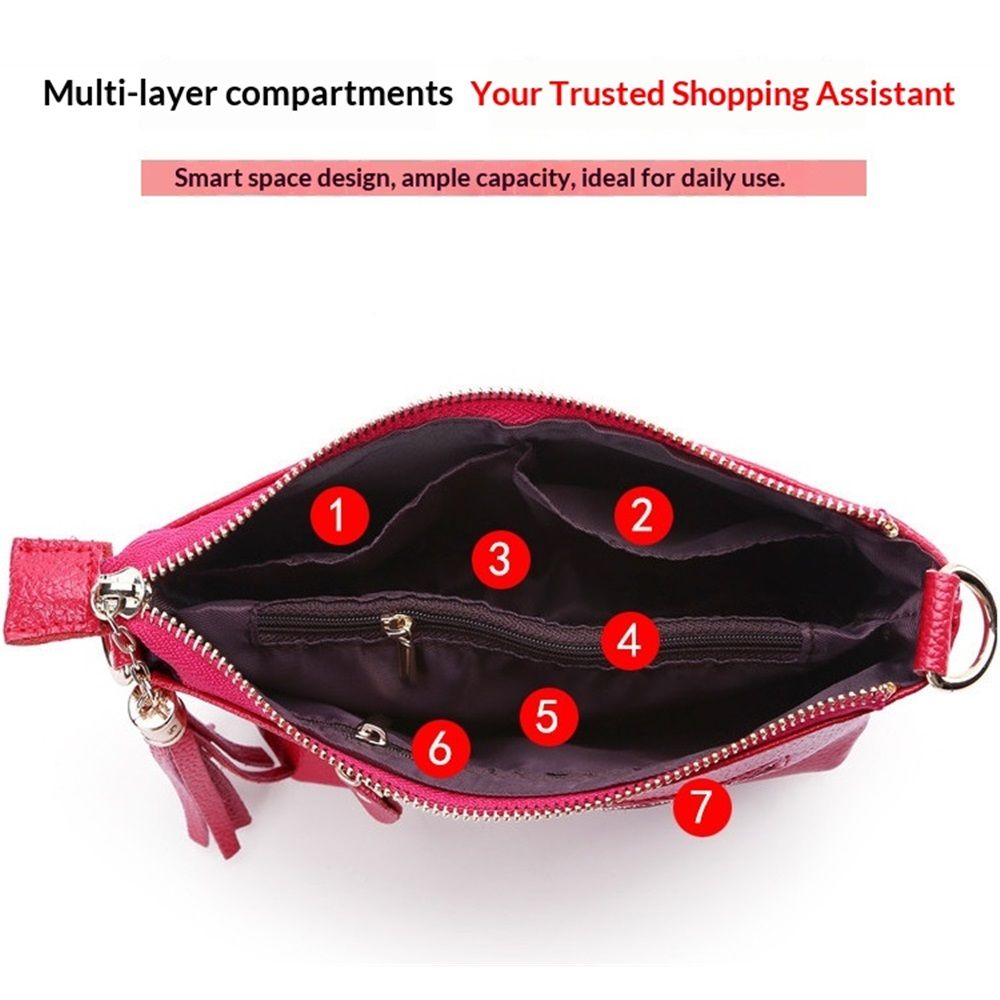 Genuine Leather Wristlet Clutch for Women Ultra-Slim Ladies Credit Card Holder Wallet Purses（rose red） - Image 2