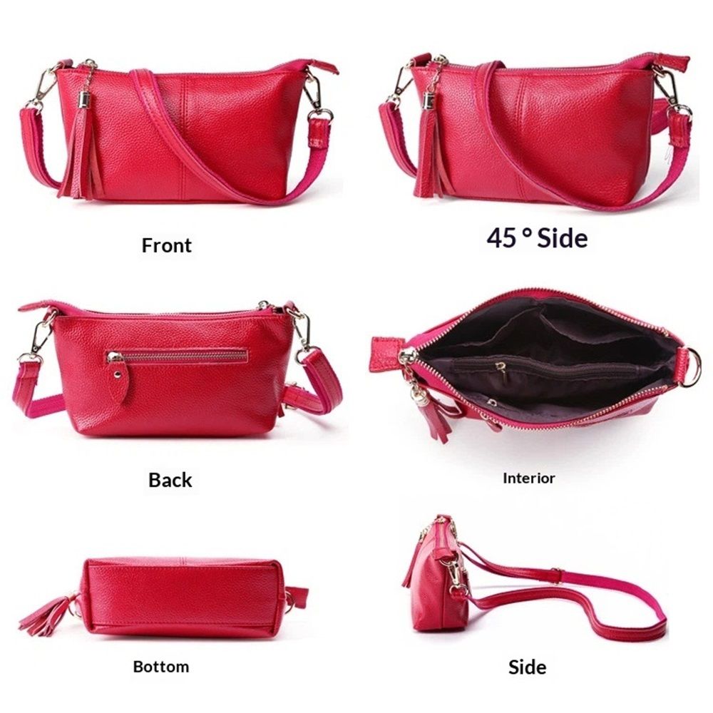 Genuine Leather Wristlet Clutch for Women Ultra-Slim Ladies Credit Card Holder Wallet Purses（rose red） - Image 5