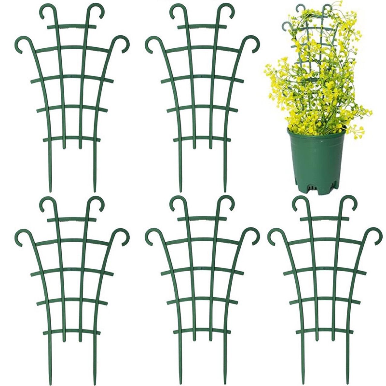 10 Pack Small Trellis for Potted Plants Indoor Outdoor, Tiny Stackable Plastic Climbing Stakes, Mini DIY Garden Support Trellis for Houseplants Vines Vegetables Flowers Stand Frame - Image 1