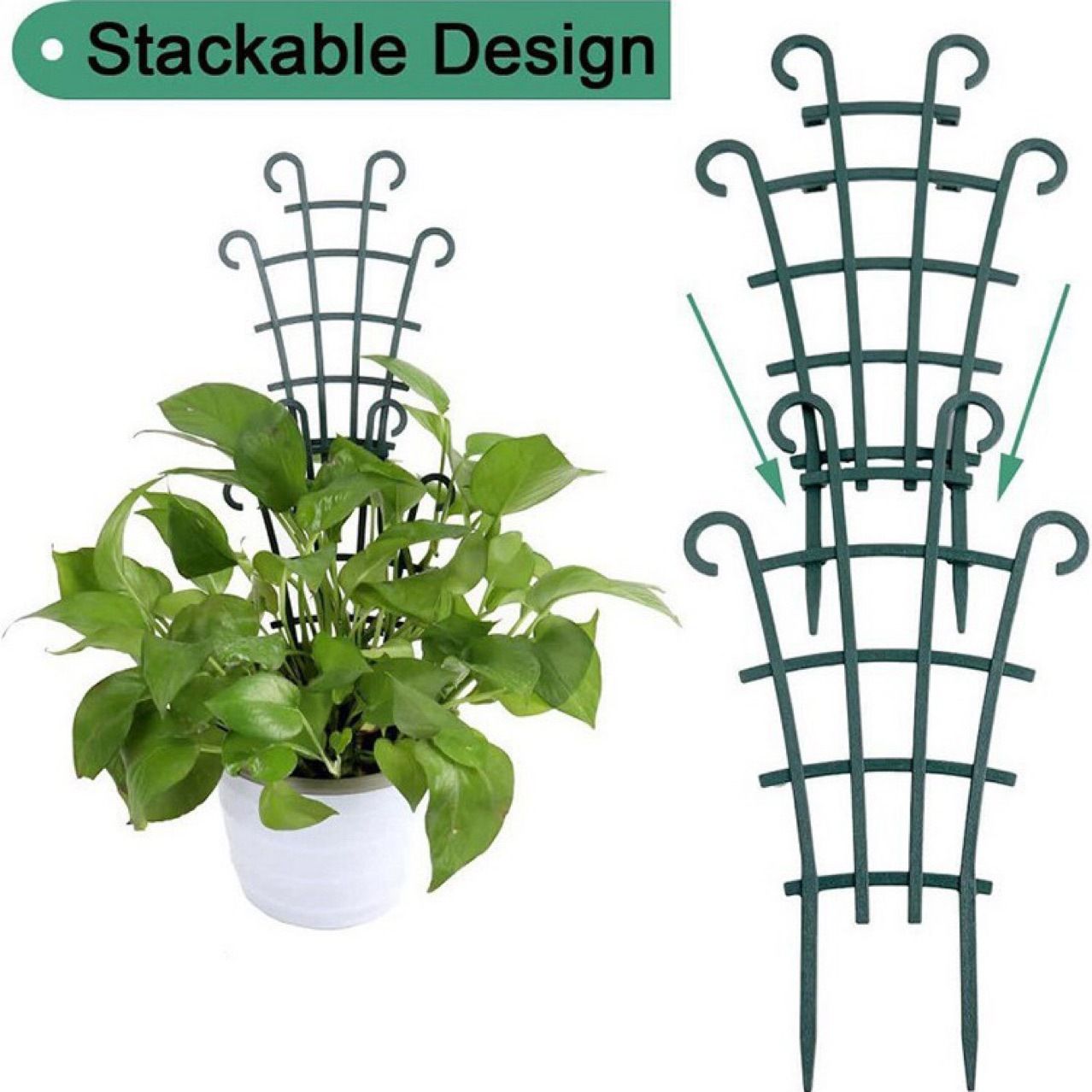 10 Pack Small Trellis for Potted Plants Indoor Outdoor, Tiny Stackable Plastic Climbing Stakes, Mini DIY Garden Support Trellis for Houseplants Vines Vegetables Flowers Stand Frame - Image 4
