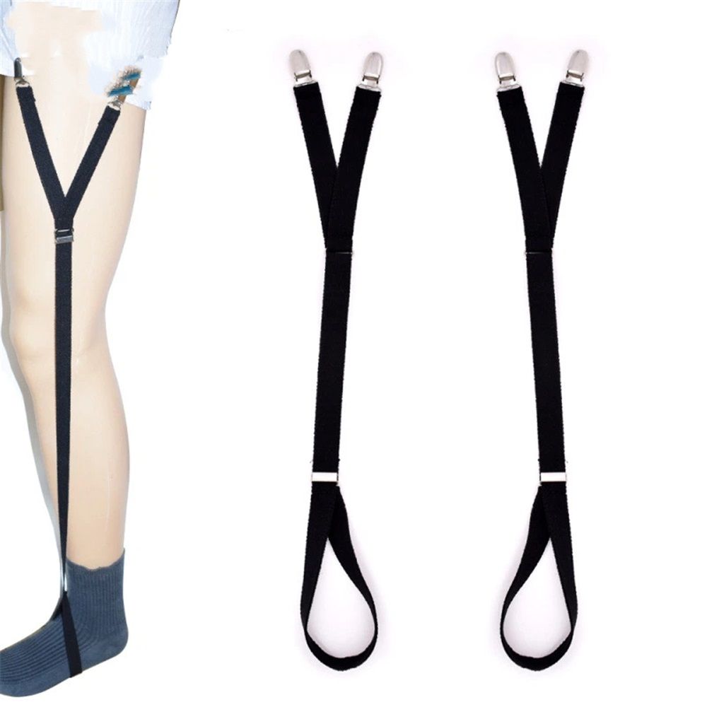 Unisex Adjustable Shirt Garters - Stirrup Shirt Stays - Keeps Shirts Tucked in All Day - Easy-to-Wear Garter Straps with Foot Loop - Black - Image 2