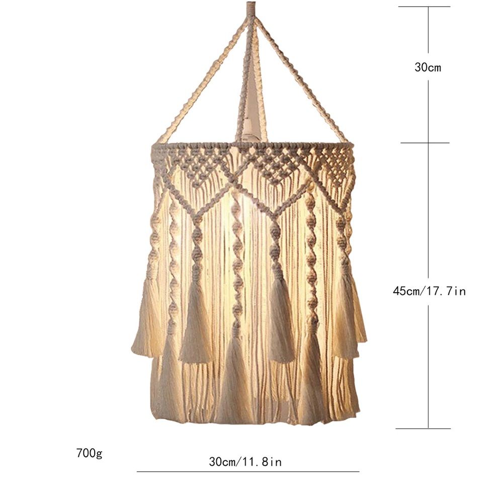 Boho Lamp Shade,Boho Hanging Lamp Handmade Lamp Shade Plug in Pendant Light,Bohemian Hanging Lights for Boho Bedroom Decor Living Room (Only lampshade) - Image 2