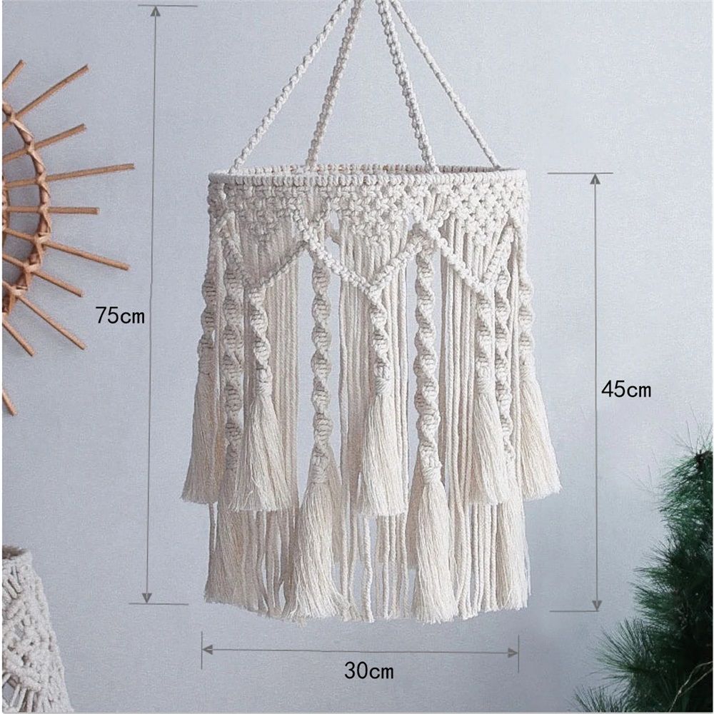 Boho Lamp Shade,Boho Hanging Lamp Handmade Lamp Shade Plug in Pendant Light,Bohemian Hanging Lights for Boho Bedroom Decor Living Room (Only lampshade) - Image 4