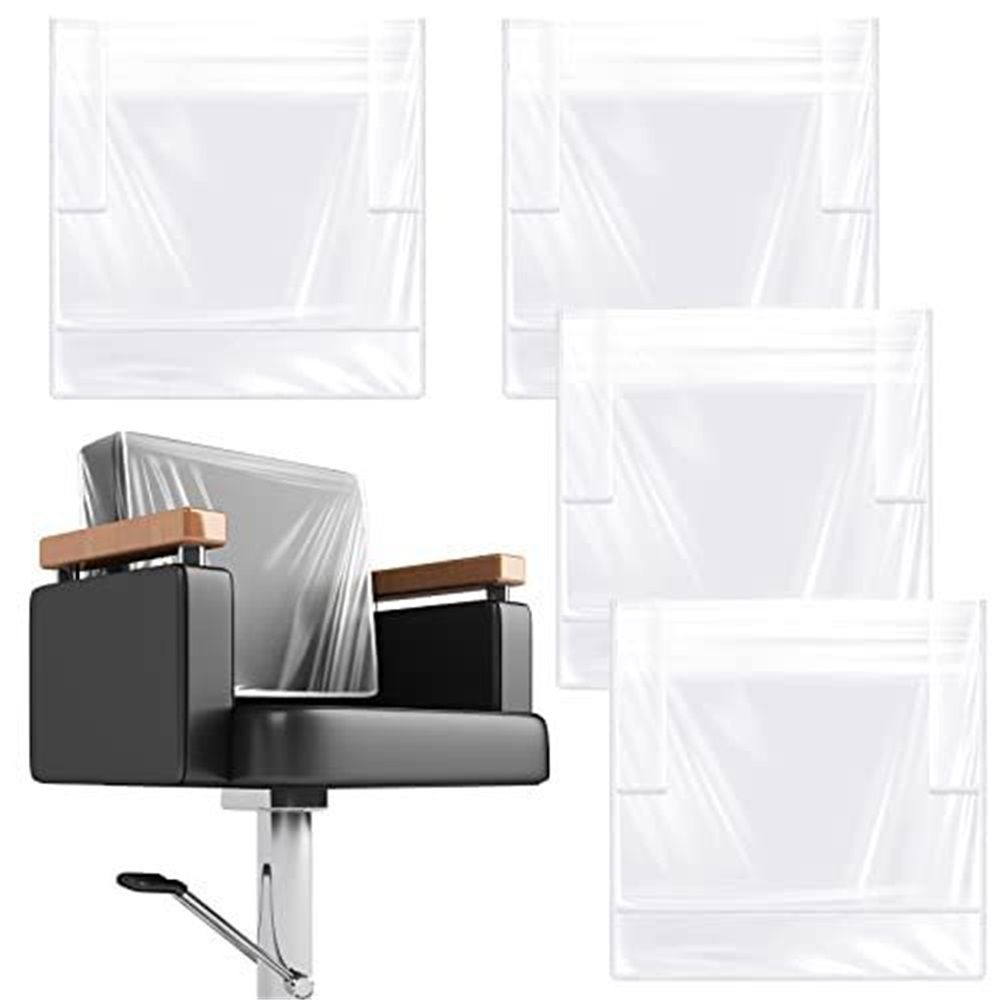 4 pack Barber Chair Cover Protector, Clear PVC Salon Chair Cover, Hairdressing Chair Back Stitched Cover Durable Easy Clean Covers Prevents Damage for Hair Salon Spa Office Chairs（Only transparent cover） - Image 1